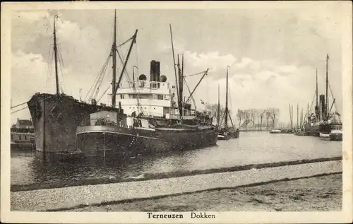 Ak Terneuzen Zeeland Niederlande, Dokken, Schiffe