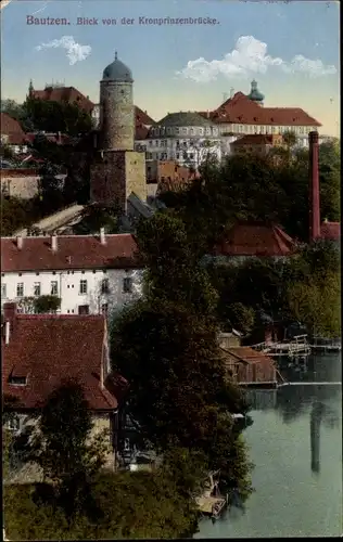 Ak Bautzen in der Lausitz, Blick von der Kronprinzenbrücke