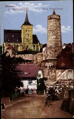 Ak Bautzen in der Lausitz, St. Michaeliskirche, Alter Wasserturm, Schankwirtschaft