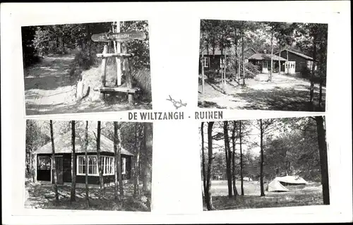 Ak Ruinen Drenthe Niederlande, Vakantieverblijf De Wiltzangh, Bungalow, Zelt, Wegweiser