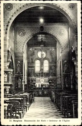 Ak Borgloon Flandern Limburg, Binnenzicht der Kerk