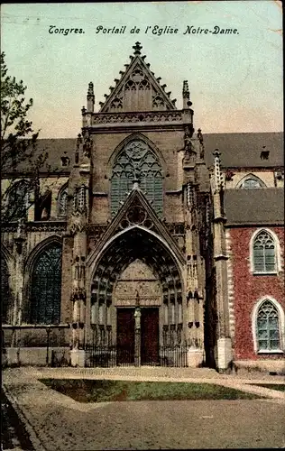 Ak Tongres Tongeren Flandern Limburg, Portail de l'Eglise Notre-Dame