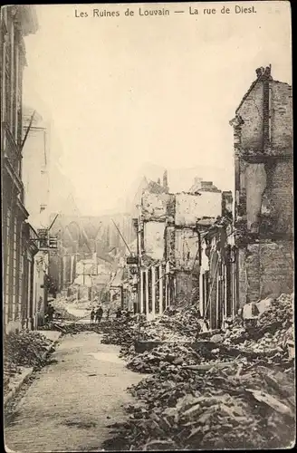 Ak Louvain Leuven Flämisch Brabant, Les Ruines, La rue de Diest