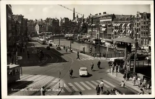 Ak Amsterdam Nordholland Niederlande, Muntplein met Rokin