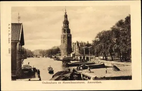 Ak Amsterdam Nordholland Niederlande, Oudeschans en Montelbaanstoren