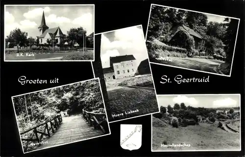 Ak Sint Geertruid Limburg Niederlande, R.K. Kerk, Beukel, Savelsbos, Heuvellandschap