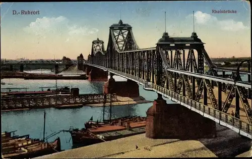 Ak Ruhrort Duisburg im Ruhrgebiet, Rheinbrücke