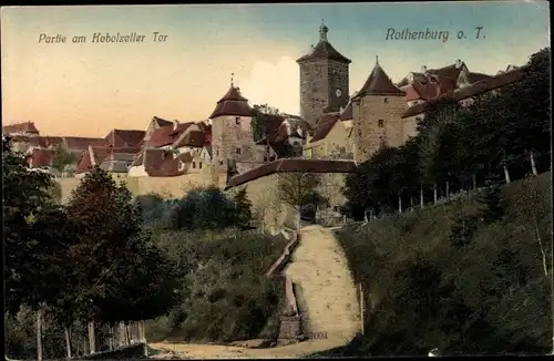 Ak Rothenburg ob der Tauber Mittelfranken, Partie am Kobolzeller Tor