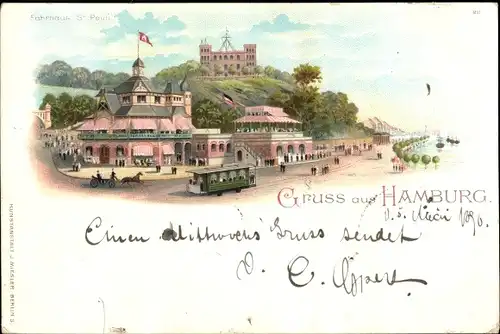 Litho Hamburg Mitte St. Pauli, Fährhaus