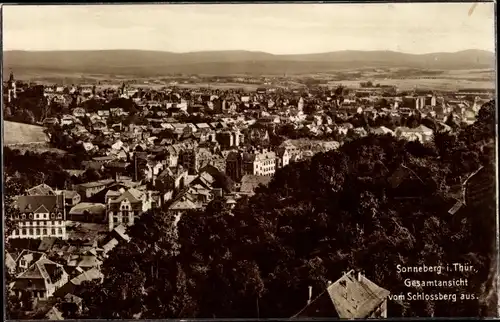 Ak Sonneberg in Thüringen, Gesamtansicht vom Schlossberg