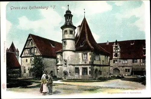 Ak Rothenburg ob der Tauber Mittelfranken, Hegereiterhaus u. Spitalhof