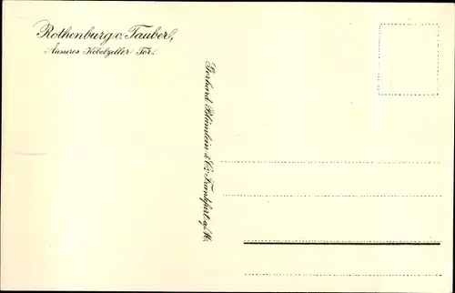 Künstler Ak Rothenburg ob der Tauber Mittelfranken, Äußeres Kobelzeller Tor