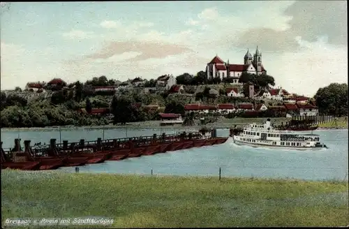 Ak Breisach am Oberrhein, Schiffsbrücke, Schiff, Teilansicht