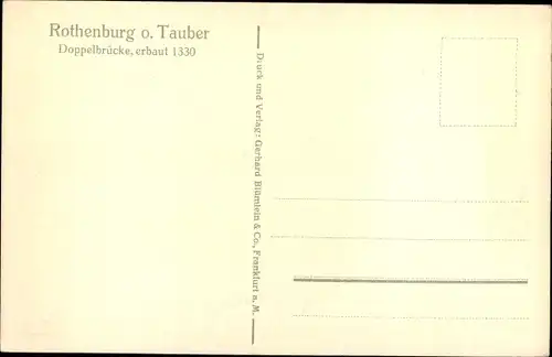 Künstler Ak Rothenburg ob der Tauber Mittelfranken,  Doppelbrücke, erbaut 1330