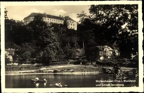 Ak Waltershausen in Thüringen, Waldteich und Schloss Tenneberg