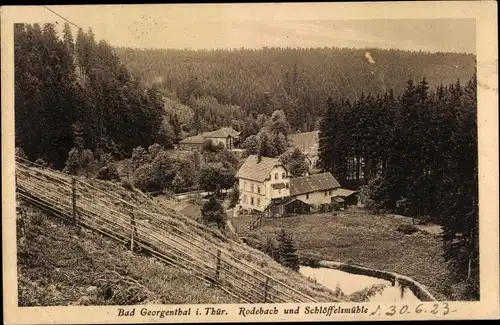 Ak Georgenthal in Thüringen, Rodebach und Schlöffelsmühle