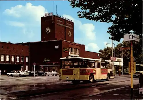 Ak Oberhausen im Ruhrgebiet, Hauptbahnhof, Außenansicht, Bus, Reklame Jägermeister