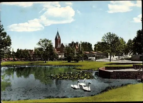 Ak Odenkirchen Mönchengladbach am Niederrhein, Am Burgweiher, Schwäne