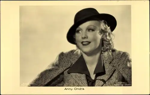 Ak Schauspielerin Anny Ondra, Portrait mit Hut