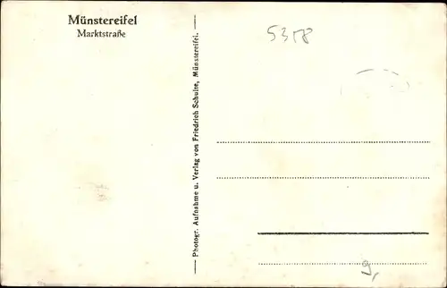 Ak Bad Münstereifel in Nordrhein Westfalen, Marktstraße, Handlung Fr. Schulte