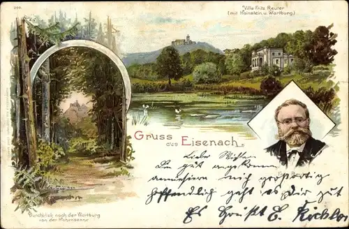Litho Eisenach, Fritz Reuter Villa, Wartburg, Hainstein