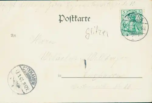 Glitzer Ak Gotha in Thüringen, Die Wasserkünste am Schlossberg