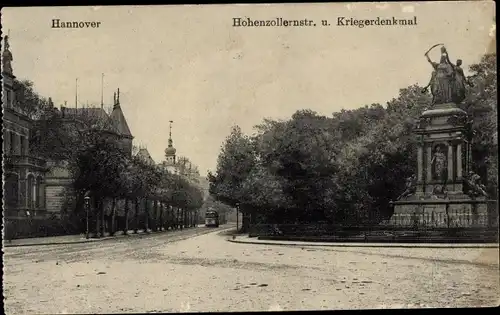 Ak Hannover in Niedersachsen, Hohenzollernstraße, Kriegerdenkmal