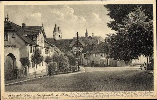 Ak Gernrode Quedlinburg im Harz, Am Spittelteich Platz