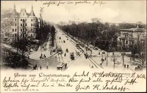 Ak Berlin Charlottenburg, Knie und Berliner Straße, Gastwirtschaft, Straßenbahnen