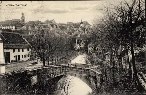 Ak Hechingen Zollernalbkreis, Teilansicht, Brücke