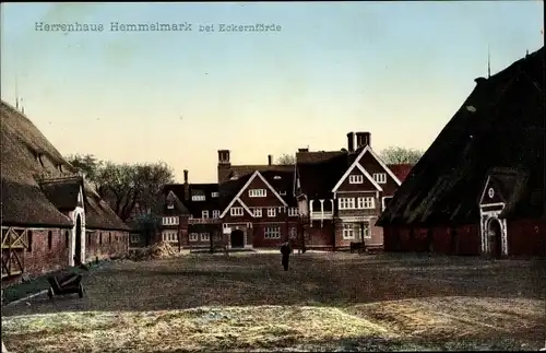 Ak Gut Hemmelmark Barkelsby Schwansen in Schleswig, Herrenhaus, Reetdachhäuser