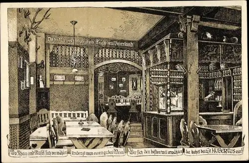 Künstler Ak Koblenz, Althistorisches Weinhaus Zum Hubertus, Am Florinsmarkt, Bes. Fritz Henkel