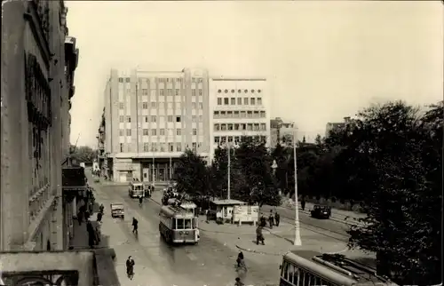 Ak Beograd Belgrad Serbien, Studentski trg, Straßenbahn