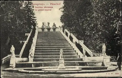 Ak Peterhof Russland, Le grand escalier