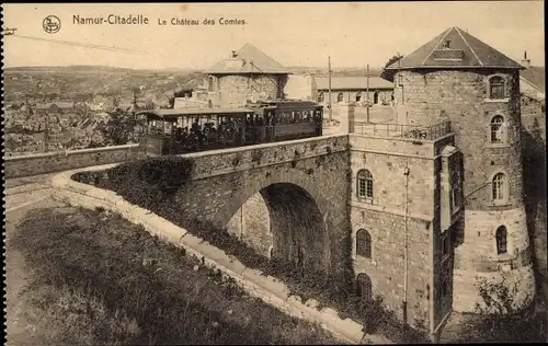 Ak Namur Wallonien, Namur Citadelle, Le Chateau des Comtes, tramway