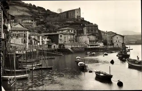 Ak Pasages Espagne, Le Port et ses Curieuses Maisons, Hafenpartie