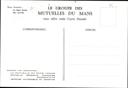 Künstler Ak 24 Heures du Mans, ligne droite des records, Assurances La Mutuelle