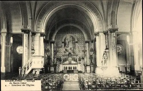 Ak Charleroi Wallonien Hennegau, College du Sacre Cœur, Interieur de l'Eglise