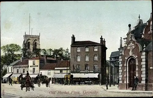 Ak Grimsby Lincolnshire England, Old Market Place