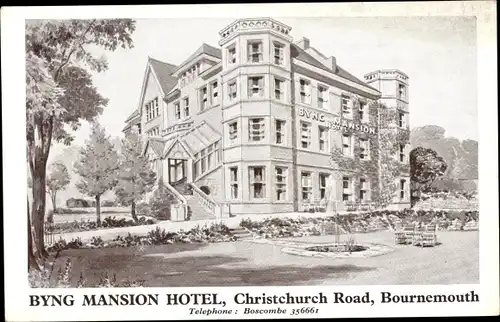Ak Bournemouth Dorset England, Byng Mansion Hotel, Christchurch Road