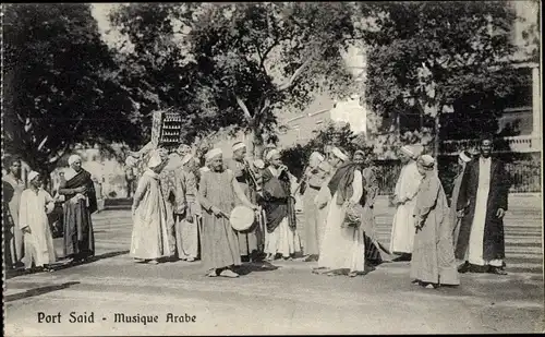 Ak Port Said Ägypten, Musique Arabe, Einheimische machen Musik, Trommel