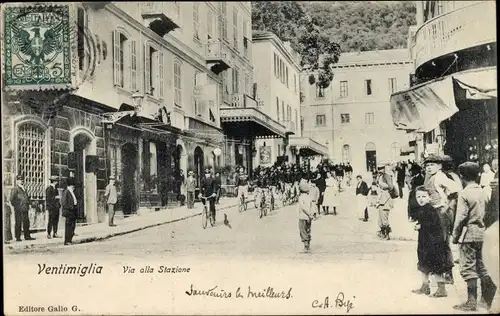 Ak Ventimiglia Liguria, Via alla Stazione