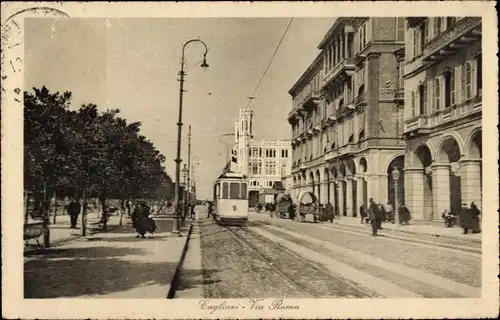 Ak Cagliari Sardegna, Via Roma, Straßenbahn