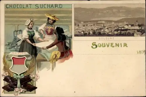 Litho Soleure Solothurn, Chocolat Suchard, Reklame, Stadtansicht, Schokolade