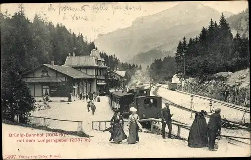 Ak Brünig Meiringen Kt. Bern Schweiz, Bahnhof Brünig, Lungerngiebel