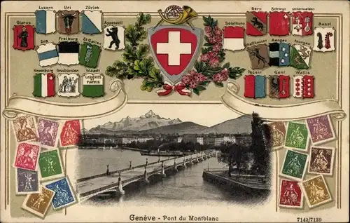 Briefmarken Ak Genève Genf Schweiz, Pont du Mont Blanc
