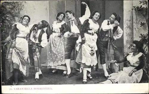 Ak Tarantella Sorrentina, Tänzer in italienischen Trachten