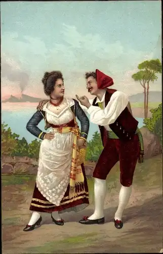 Litho Italiener in Volkstrachten