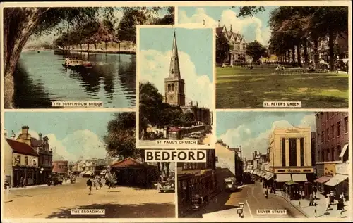 Ak Bedford Bedfordshire England, Silver Street, The Broadway, St. Peter's Green, St. Paul's Church