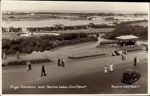 Ak Southport Merseyside England, King's Gardens and Marine Lake